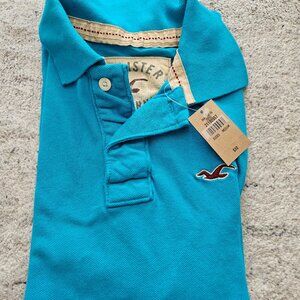 NWT New Hollister Polo Shirt Mens Medium M Blue Preppy Casual Short Sleeve Logo
